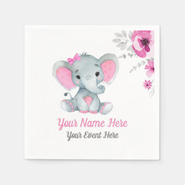 Roze Olifant Meisje Servetten Baby shower Verjaard
