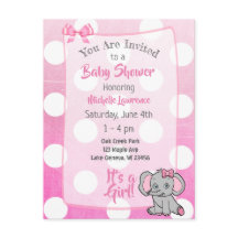 Roze Olifant Meisje's Baby shower Invite