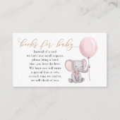 Roze olifant met ballonboeken voor Baby Informatiekaartje (Voorkant)