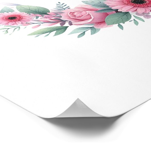 Roze Olifant met Bloemenkrans Poster (Hoek)