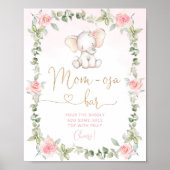 Roze olifant met florele mam-osa Poster (Voorkant)