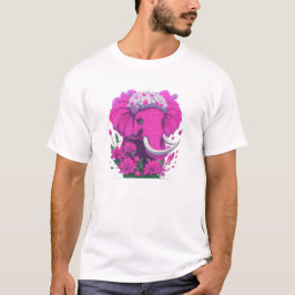 Roze Olifant met madeliefjes T-shirt