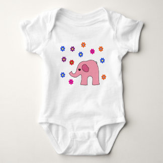 Roze olifant met rozen baby meisje bodysuit