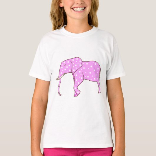 Roze Olifant met Witte Polka Dots Tshirts (Voorkant)