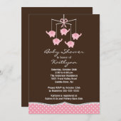 Roze olifant mobiel Baby shower Kaart (Voorkant / Achterkant)