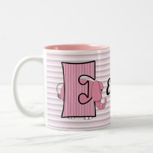 Roze olifant monogrammed "E" Kind Mok