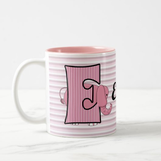 Roze olifant monogrammed "E" Kind Mok (Links)