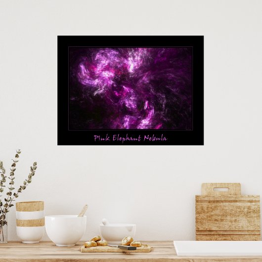 Roze olifant Nebula Poster (Keuken)