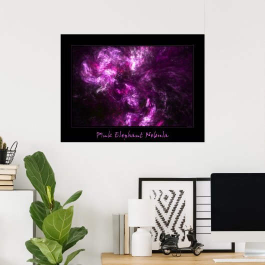 Roze olifant Nebula Poster (Thuiskantoor)
