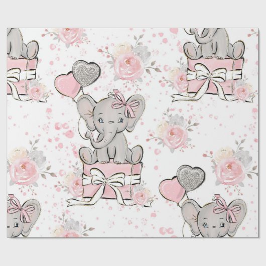 Roze olifant omlooppapier cadeaupapier (Vlak)