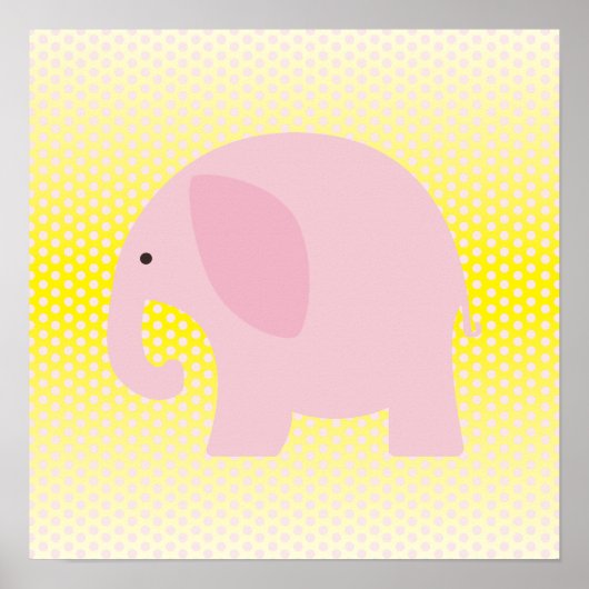 Roze olifant op geel poster (Voorkant)