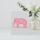 roze olifant op Grijze 1800s Elephants Briefkaart (Staand voorkant)