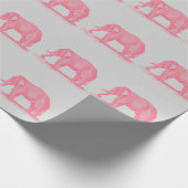  roze olifant op Grijze 1800s Elephants Cadeaupapier (Hoek)
