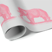  roze olifant op Grijze 1800s Elephants Cadeaupapier (Rol Hoek)