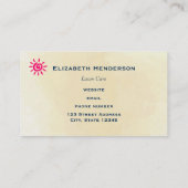 Roze olifant op groene gras smeltende bloemen visitekaartje (Achterkant)