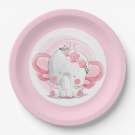 Roze olifant papieren bordje
