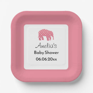 Roze Olifant Persoonlijke Baby Shower Papieren Bordje