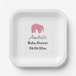 Roze Olifant Persoonlijke Baby Shower Papieren Bordje