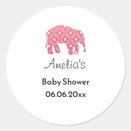Roze Olifant Persoonlijke Baby Shower Ronde Sticker
