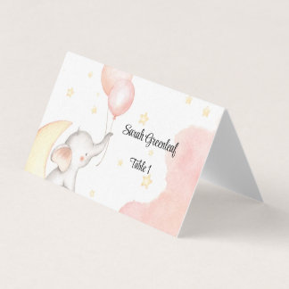 Roze olifant Place Card Kaart
