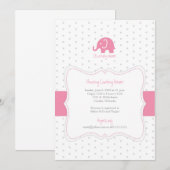 Roze olifant Polkadot Baby shower Uitnodiging (Voorkant / Achterkant)