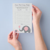 Roze olifant raad het Baby Song Baby shower Game Flyer (Hand)