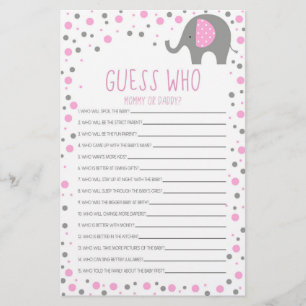 Roze olifant raad wie Baby shower is Briefpapier