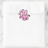 Roze olifant ronde sticker (Tas)