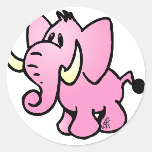 Roze olifant ronde sticker