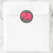 roze olifant ronde sticker (Tas)