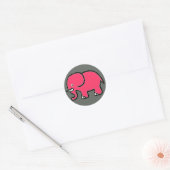 roze olifant ronde sticker (Envelop)