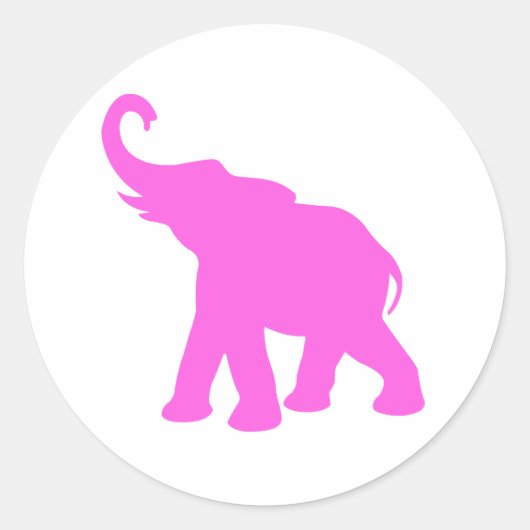Roze olifant ronde sticker (Voorkant)
