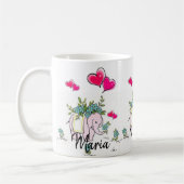 Roze olifant roze harten Mok (Links)