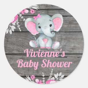 Roze Olifant Rustieke Sticker Dank u Label