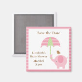 Roze Olifant Save the Date Magneten (Voorkant / Achterkant)