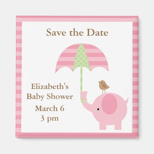 Roze Olifant Save the Date Magneten (Voorkant)