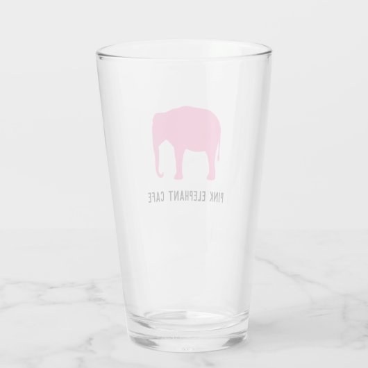 Roze olifant silhouet gepersonaliseerd glas (Achterkant)