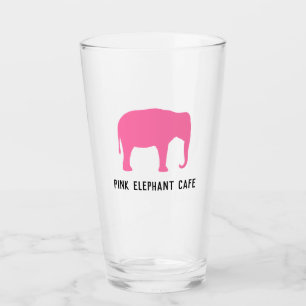 Roze olifant silhouet gepersonaliseerd glas