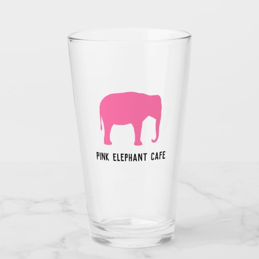 Roze olifant silhouet gepersonaliseerd glas (Voorkant)