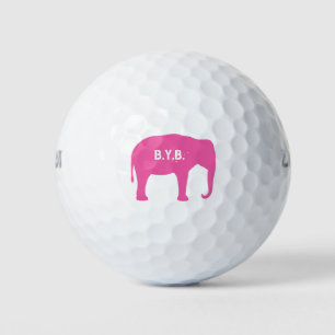 Roze olifant silhouet met aangepaste tekst golfballen