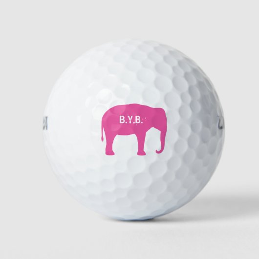 Roze olifant silhouet met aangepaste tekst golfballen (Voorkant)