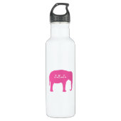 Roze olifant silhouet met Jouw tekst Waterfles (Voorkant)