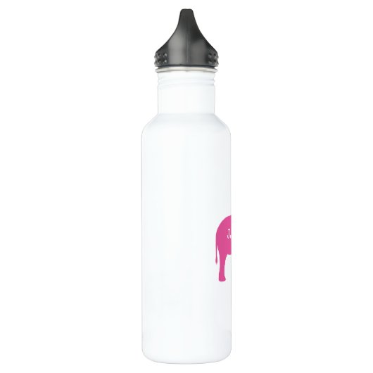Roze olifant silhouet met Jouw tekst Waterfles (Links)