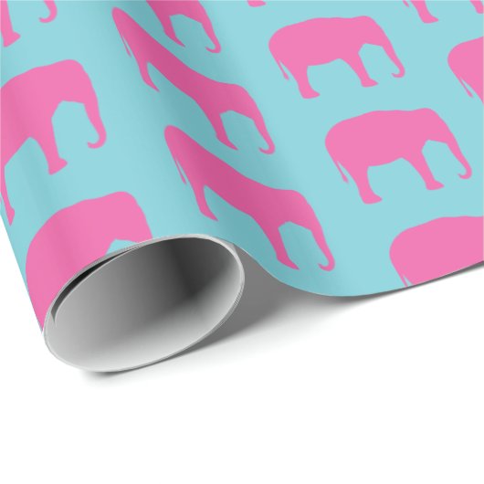 Roze olifant silhouetten patroon cadeaupapier (Rol Hoek)