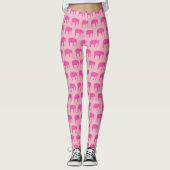 Roze olifant silhouetten patroon leggings (Voorkant)