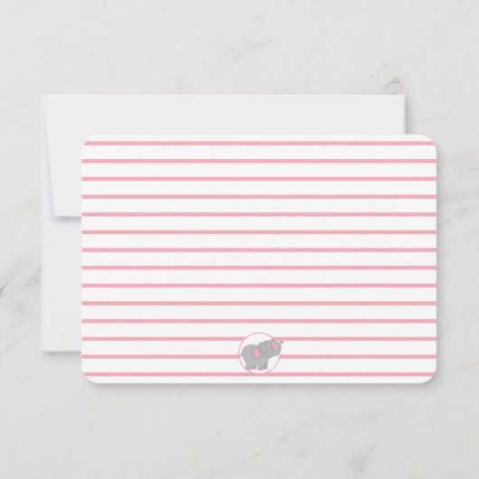 Roze olifant, speciaal gepersonaliseerd Kinder geb Bedankkaart (Achterkant)