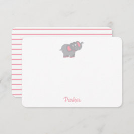 Roze olifant, speciaal gepersonaliseerd Kinder geb Bedankkaart