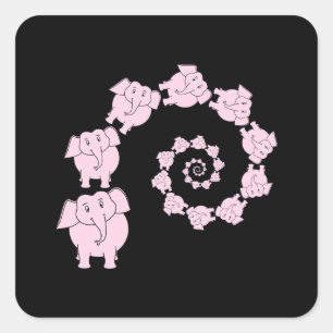 Roze olifant spiraal. vierkante sticker