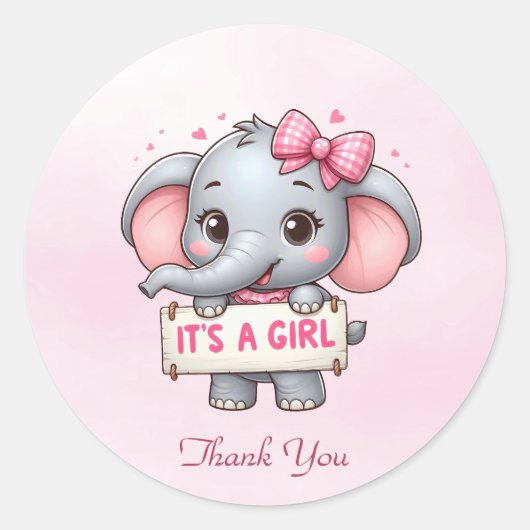Roze olifant Sticker (Voorkant)
