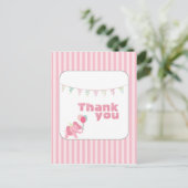 Roze olifant strepen dank u briefkaart (Staand voorkant)